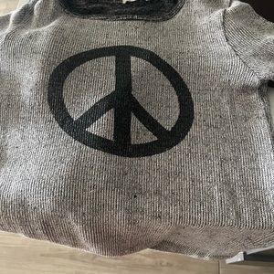 Women's Lightweight Sweater Dylan Peace Symbol Light Brown Large